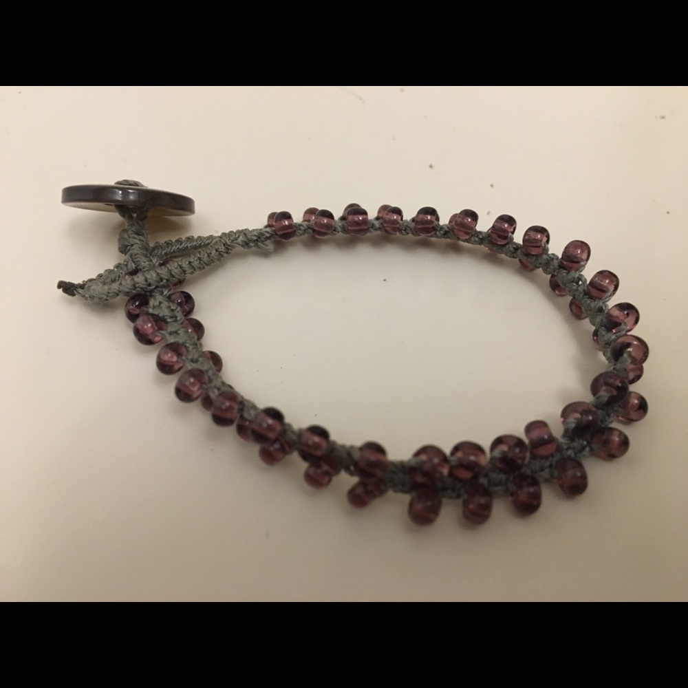 Purple Beaded Button Close Bracelet